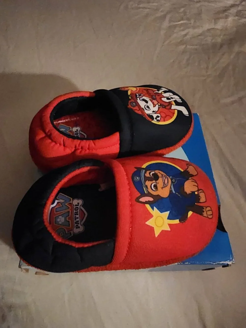 Paw Patrol Slippers for Toddlers, Mismatch A-Line House Shoes, Red/Blue, Toddler